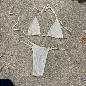 Shimmering Silver Bikini Set